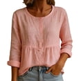 thumbnail image 2 of Womens 2026 Summer Tops Casual Trendy Crew Neck Basic T Shirts 3/4 Sleeve Solid Color Fashion Y2K Spring Tees, 2 of 4