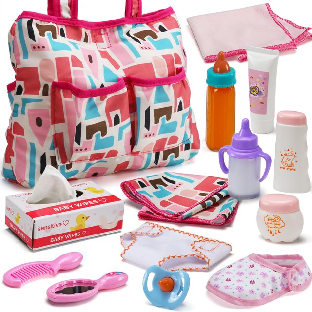 Baby Doll Accessories Bakatatoyz Feeding Care Set, paquete de 14