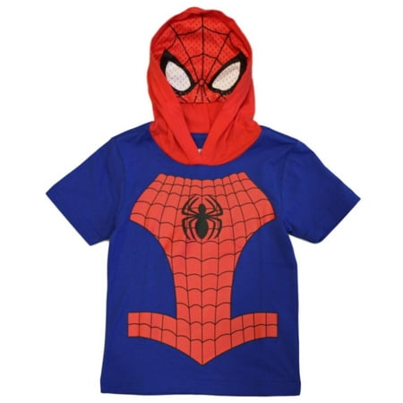 Marvel Avengers Little Boys' Spiderman Hooded Tee with Mask (4)