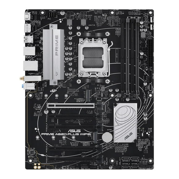 Prime A620-PLUS WIFI6 AMD A620 AM5 ATX Motherboard, DDR5, PCIe 4.0, Dual M.2 Slots, WiFi 6, DisplayPort/HDMIâ„¢, Rear & Front USB 5Gbps Type-CÂ&am