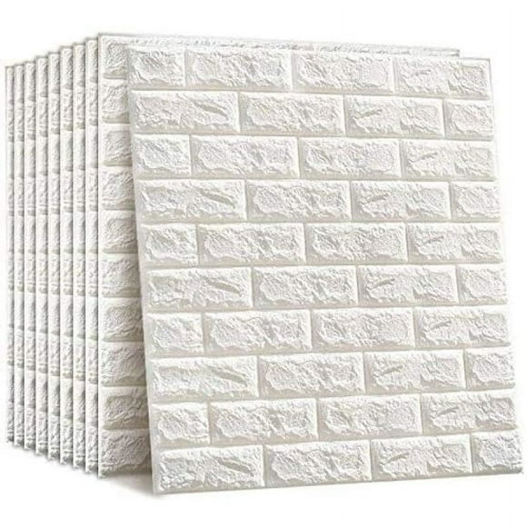 Brick Wallpaper Peel and Stick Self-Adhesive Wallpaper White Gray Brick Backsplash 10 pcs Removable Faux Brick Wall Panel Door Stickers Stick on Wallpaper for Bathroom