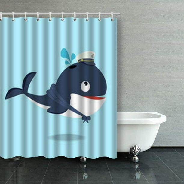BSDHOME Cute Whale Sailor Suit Shower Curtains Bathroom Curtain 60x72 Inch  