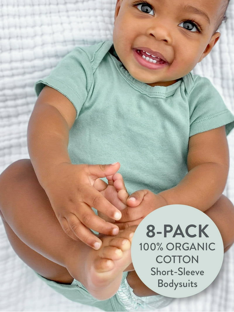 ●PALE JADE● 25SS Organic Short Sleeve - Round Neck Honest Baby Clothing Organic Cotton Short Sleeve Bodysuits