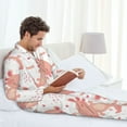 thumbnail image 4 of Mens Pajamas Set - Cartoon Cute Axolotl White Soft Notched Collar Pajamas for Men Long Sleeve Men's Sleepwear pjs Sets with Pockets, 4 of 5