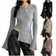 thumbnail image 1 of Tops túnica,Blusa informal de poliéster con cuello en V y manga larga para mujer, color liso para otoño, sopatenor, 1 of 8