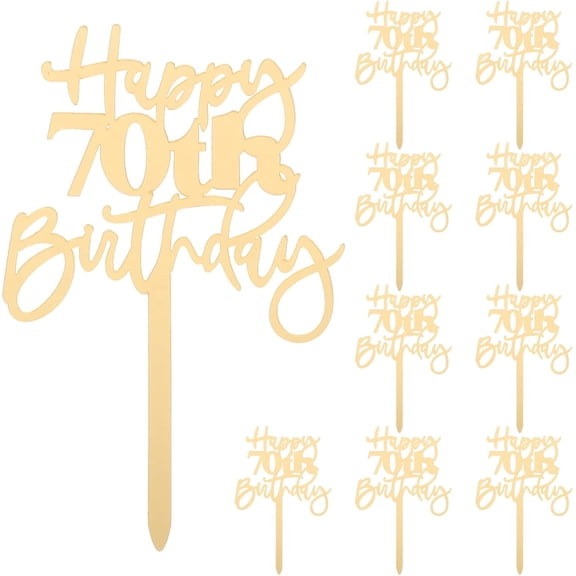 Happy 70Th Birthday Cake Toppers Reusable Plastic Decorations for 70Th Birthday Party Supplies Non-Edible Cake and Cupcake Picks