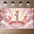 thumbnail image 4 of Pink Balloons Birthday Banner Glitter Number Floral Decor Celebration Background for First Birthday Children's Party, 4 of 7