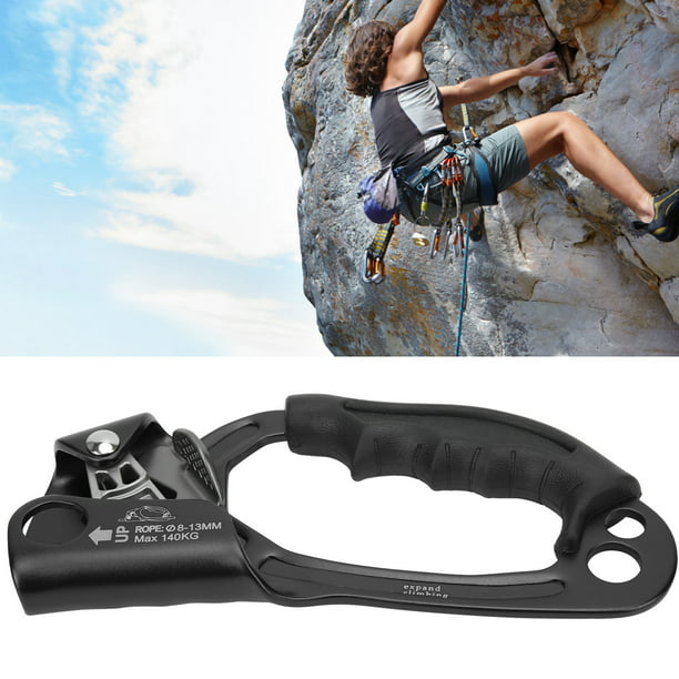 Rock Rappelling Gear, Elastic Spring Auto Mud Draining Sufficient Grip  Climbing Ascender With Hanging Holes For Mountaineering Black 