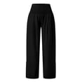 thumbnail image 3 of Baqcunre Wide Leg Pants For Women High Waist Wide Leg Prints Pants For Women Smocked Elastic Waist Loose Comfy Split Pants Pockets Womens Sweatpants Womens Pants Black L, 3 of 4