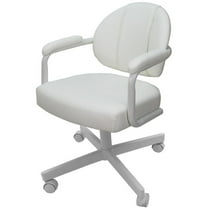 Pemberly Row Swivel Metal Dining Caster Chair- - White Vinyl - White Metal