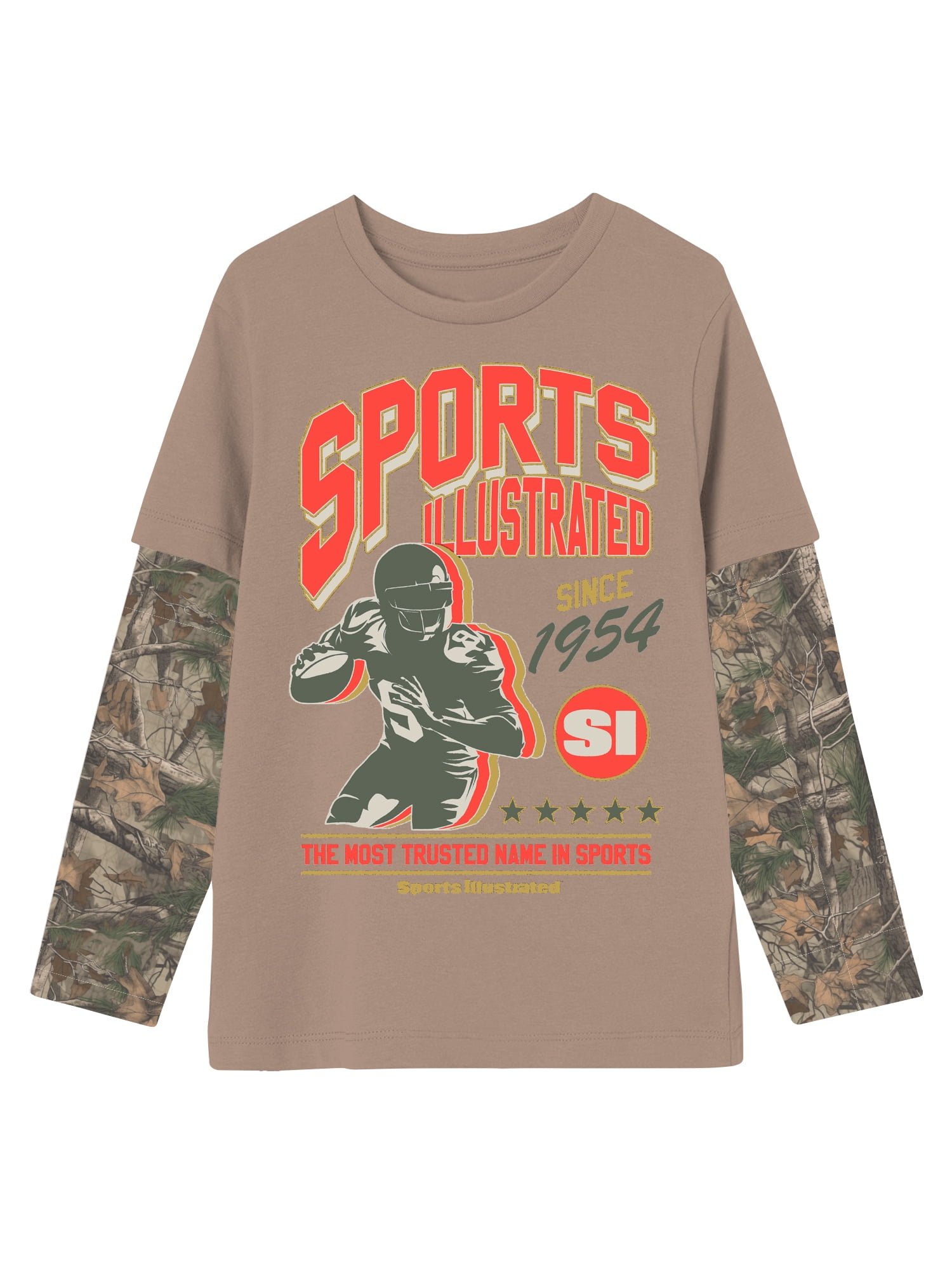 Sports Illustrated, Boys' Graphic Waffle Knit Long Sleeve 2Fer, Sizes 4-18