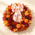 thumbnail image 5 of Yakvarog 5pcs Thanksgiving Woven Wreath Bows, Fall Pumpkin Maple Leaf Ribbon Bows, Decorative Craft Bows for Gift Wrapping, Home Decor, Party & Holiday Embellishment, 5 of 6
