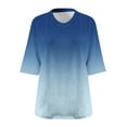 thumbnail image 4 of CLOISE 3/4 Sleeve T Shirts for Women Plus Size V Neck Tops Gradient Pullover Casual Vacation Clothes Light Blue 5XL, 4 of 4