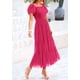 thumbnail image 3 of Vestido Midi de Tul con Fruncido para Mujer PRETTYGARDEN 2025 Rojo Rosado, 3 of 7