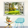thumbnail image 3 of Creative Window Frame Style Wall Mural Decalsof Tree Removable Vinyl Poster Sunny Forest Wall Art For Living Room Self Adhensive Stickers -24"X36", 3 of 6