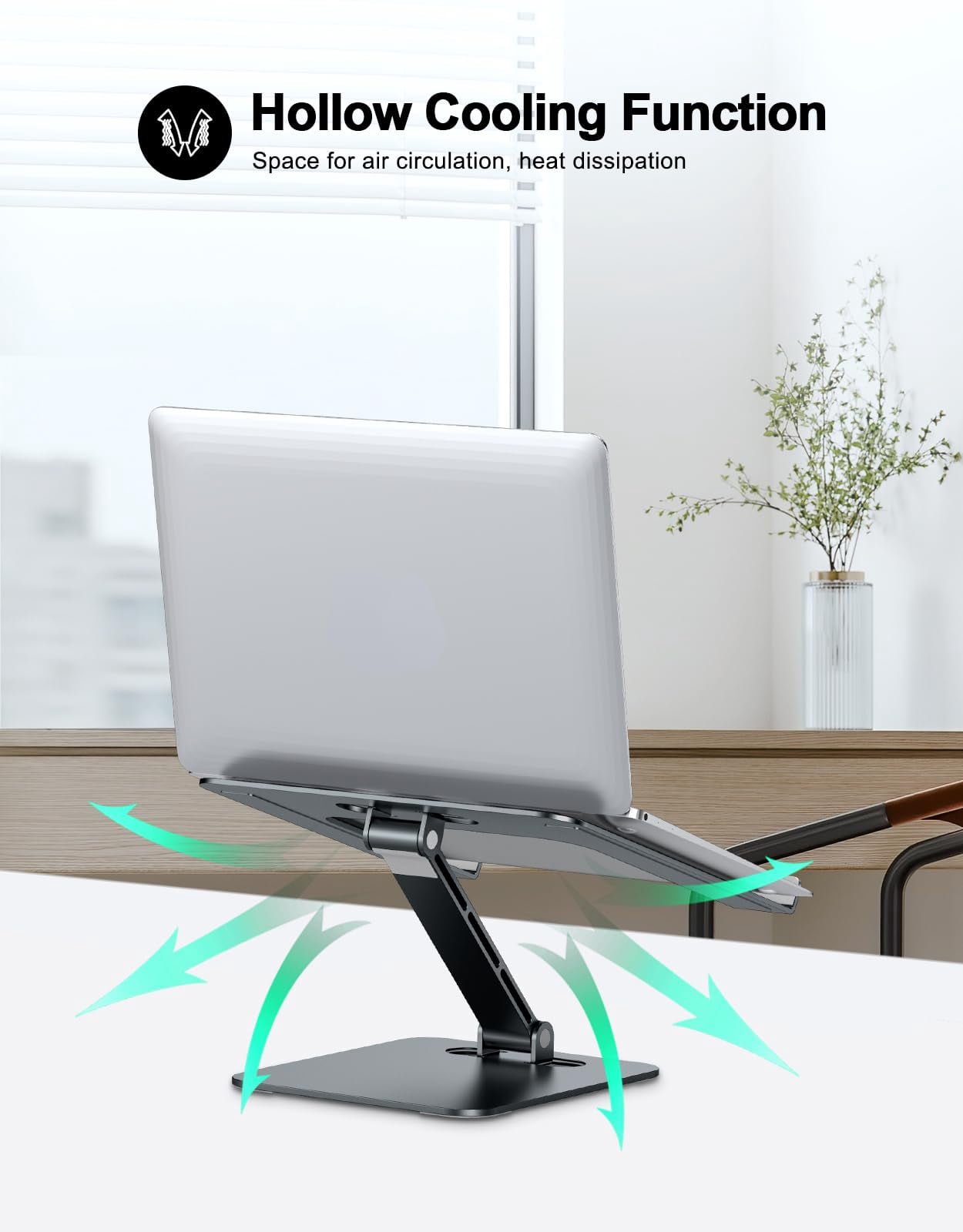 Foldable Laptop Stand  Height Adjustable Ergonomic Computer For Desk Aluminum Portable Riser Holder Notebook Mount Compatible With Macbook Pro Air Hp Dell 10-16"(gray)