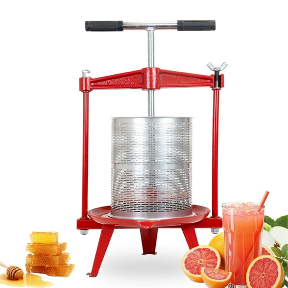 Biltek Presse à Fruits pour la Fabrication de Vin, Presse à Cidre de Pomme pour Extraction Maximale, Presse Manuelle à Jus à Ouverture Pivotante pour un Chargement Facile, Presse à Vin pour Fruits, Presse à Miel à Grande Capacité, 3,69 Gal (14 L)