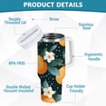 thumbnail image 2 of Yayeee 40oz Stainless Steel Tumbler with Straw and Handle Double-Wall Insulated Travel Water Bottle, Green Oranges, 2 of 8