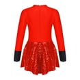 thumbnail image 4 of Alvivi Girls Long Sleeve Shiny Sequins Modern Jazz Dance Costume Gymnastics Leotard Red 4, 4 of 7