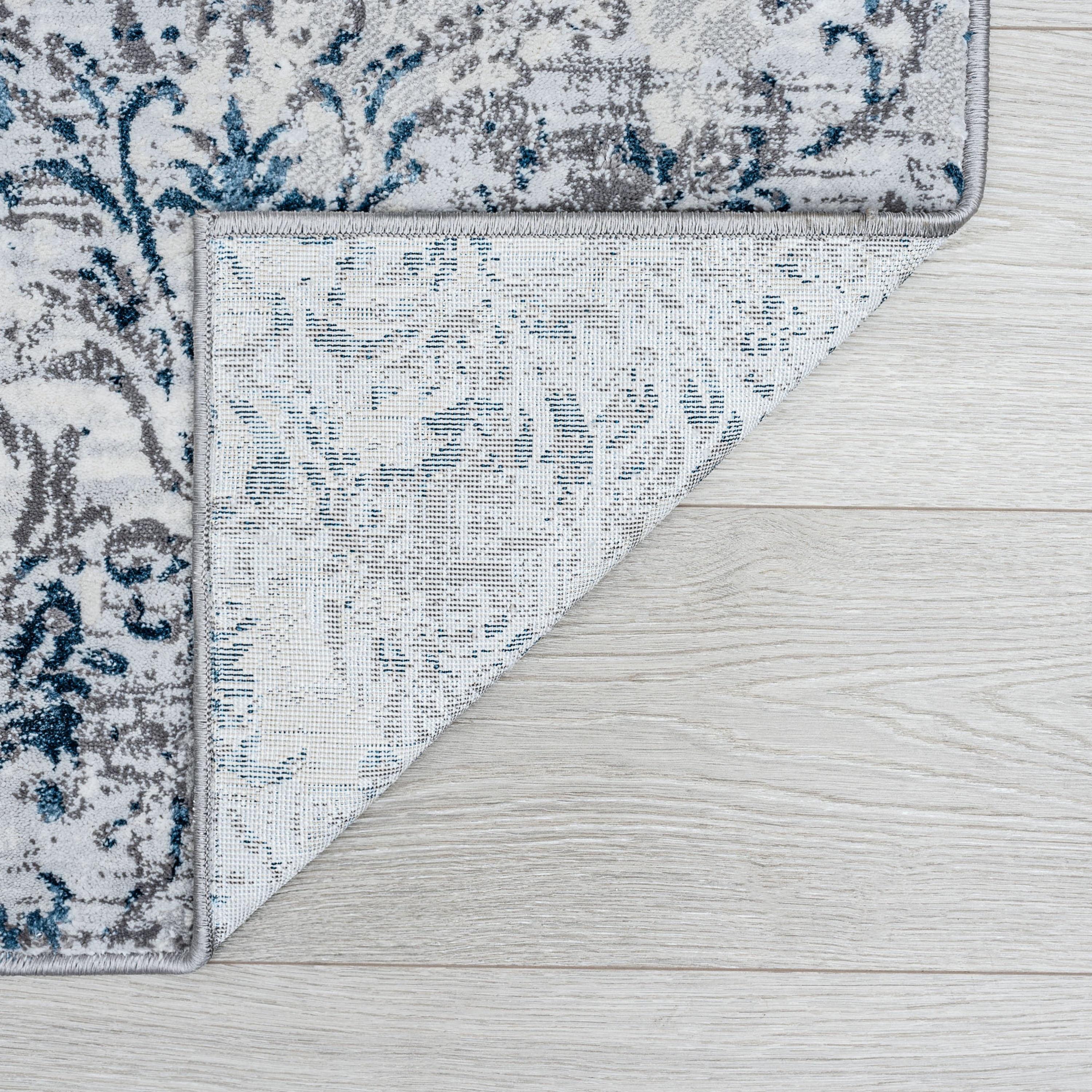 Antik Transitional 5' x 7' Blue and Gray Polypropylene & Polyester Indoor Area Rug