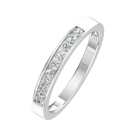10k White Gold Wedding Bands - 1/4ctw Diamond Channel Wedding Band in 10k Gold
