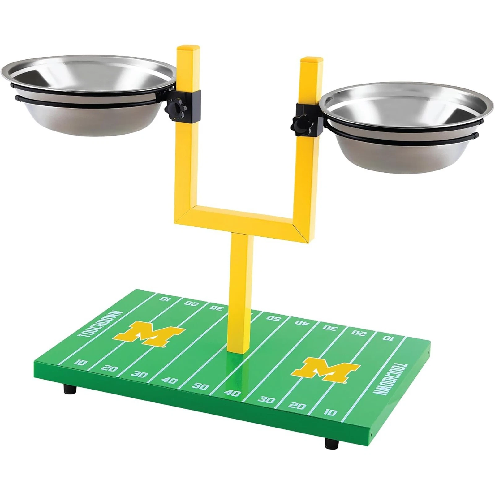 Pets First NCAA Football Goalpost Elevated Dog Feeder Stainless Steel Bowl