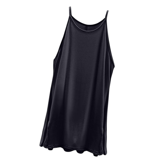 AherBiu Women Tank Tops Loose Longline Summer Basic Sleepwear Solid Color Sleeveless Flowy Pajams Camisole