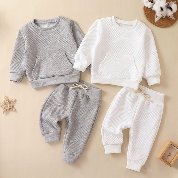 Lovzfmll Boy's & Girl's Sweatshirt Set, Long Sleeve Top & Joggers, Casual Wear for Toddler, 3-6 Months