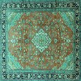 thumbnail image 1 of Ahgly Company Indoor Square Persian Turquoise Blue Traditional Area Rugs, 7' Square, 1 of 4