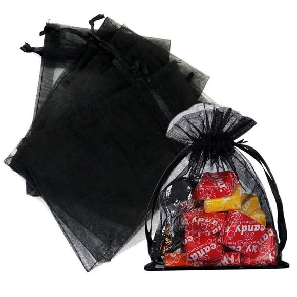 Stratalife Organza Bags - 4x6 Small Mesh Drawstring Sheer Jewelry Goody Party Favors Sachet Bags - 100PCS (Navy Blue)