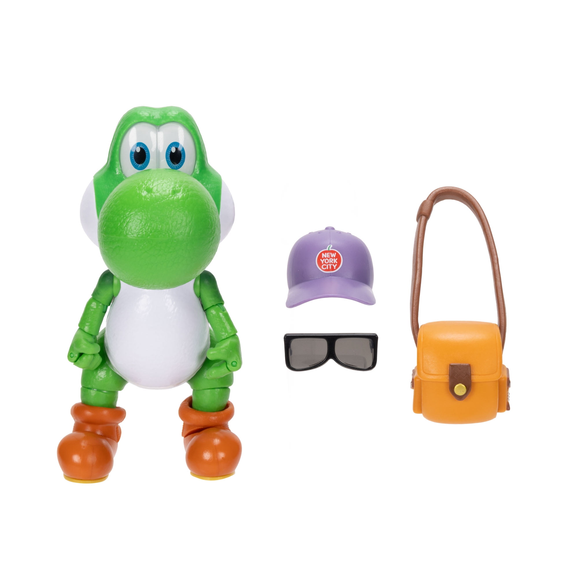 The Super Mario Galaxy Movie - 5 inch Action Figure Series – Yoshi Figure with Hat, Sunglasses, and Satchel Accessories