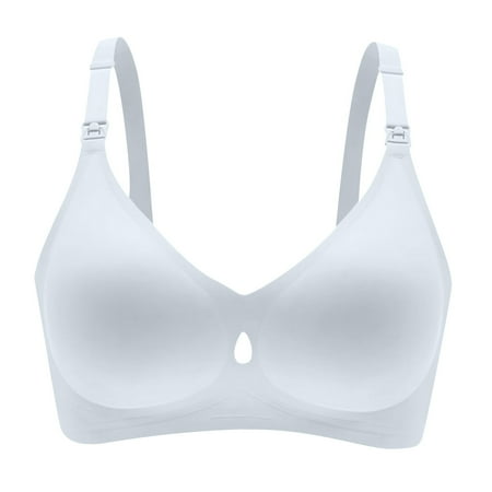 DXOUPM Nursing Bras for Breastfeeding Seamless V Neck Maternity Bra Women Pregnancy Breastfeeding Bra Grey XXL