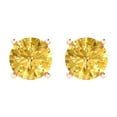 thumbnail image 3 of 4 ct Push-Back Stud Earrings for Women | 8.0mm Round Cut Simulated Yellow Diamond | 18K Rose Gold, 3 of 5
