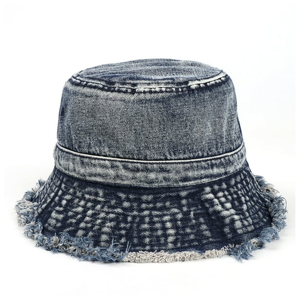 56-58 cm circunferencia del sombrero retro lavado viejo sombrero de pescador de mezclilla hombres y mujeres verano sombrilla gorro de lavabo