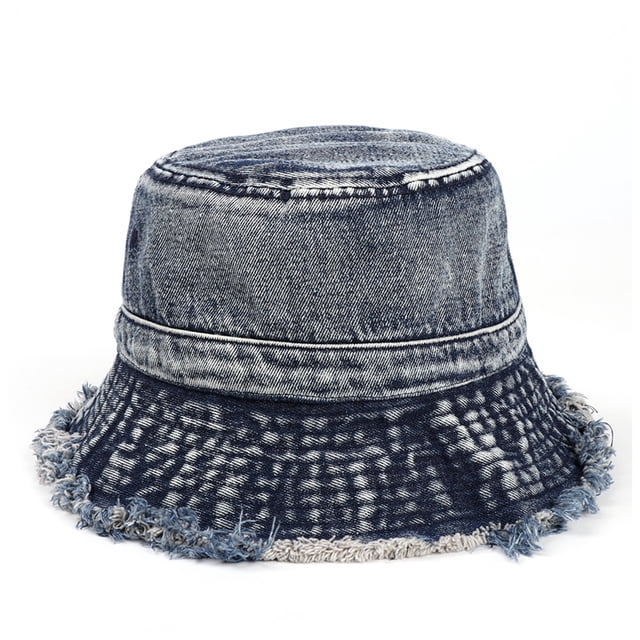 Sombrero de pescador de mezclilla vieja lavada retro con circunferencia de 56-58 cm, sombrero de lavabo para verano para hombres y mujeres