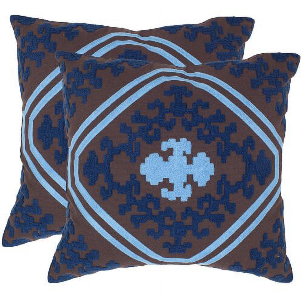 SAFAVIEH Pete Pillow Set of 2 Chocolate / Indigo