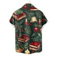 thumbnail image 6 of SERTG Men's Christmas Print Short Sleeve Shirt Lapel Collar Button Front Resort Casual Hawaiian Shirt Men Christmas Gifts Tops(Gold,S), 6 of 6