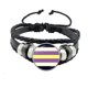 thumbnail image 3 of LGBT Black Weave Leather Bracelet Bi Pride Glass Cabochon Gay Pride Rainbow Flag Photo Bangle Jewelry For Women Men Lovers Gift, 3 of 5