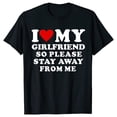 thumbnail image 3 of Camiseta de manga corta con estampado de cuello redondo para mujer, camiseta divertida con mensaje "I Love My Girlfriend So Please Stay Away From Me", novedad de verano, 3 of 4