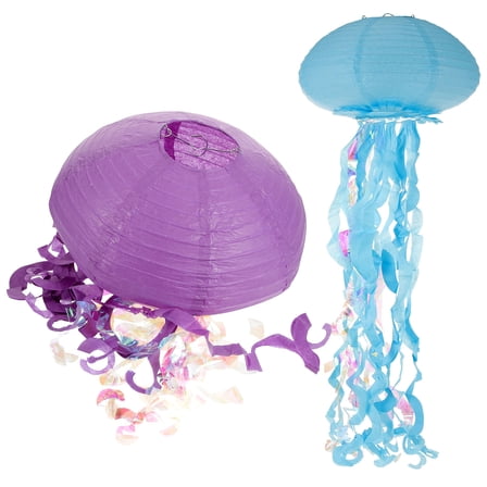 LOLIPPYY 2Pcs Paper Jellyfish Lanterns Hanging Decorations Creative Design Assorted Colors