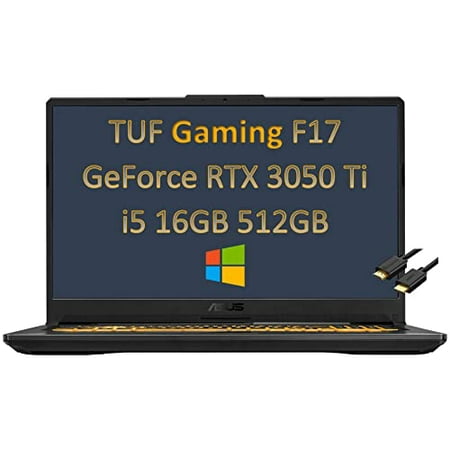 ASUS TUF Gaming F17 17.3" FHD 144Hz (16GB RAM, 512GB PCIe SSD, Intel 6-Core i5-11260H (Beat i7-10750H), RTX 3050 Ti), (1920x1080) IPS Laptop, RGB Backlit, Type-C, Wi-Fi 6, HDMI Cable, Windows 10