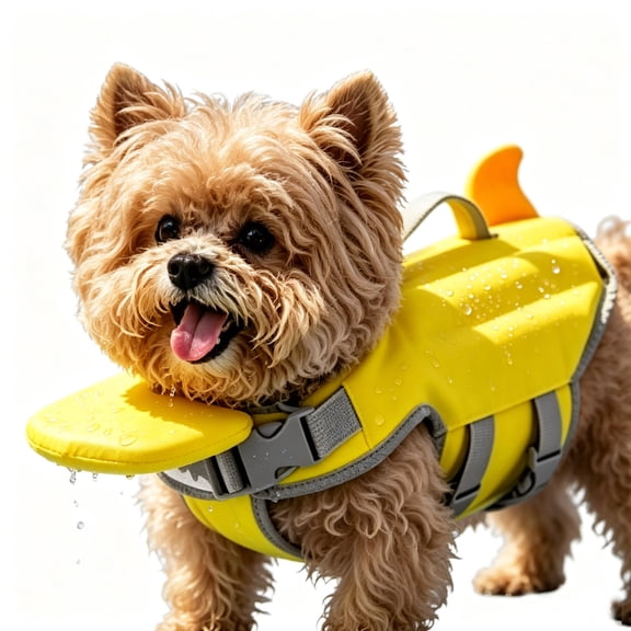 Dog Life Jacket with Chin Float, Adjustable Buoyancy Vest with Handle & Reflective Strips, Ripstop