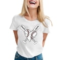 thumbnail image 1 of LUOGENLI T-shirts pour Femmes 2024 Mode Sport Baseball Imprimé Col Rond Manches Courtes Haut Décontracté T-shirts (5) T-shirts Graphiques pour Femmes Valentines Blanc TG, 1 of 5