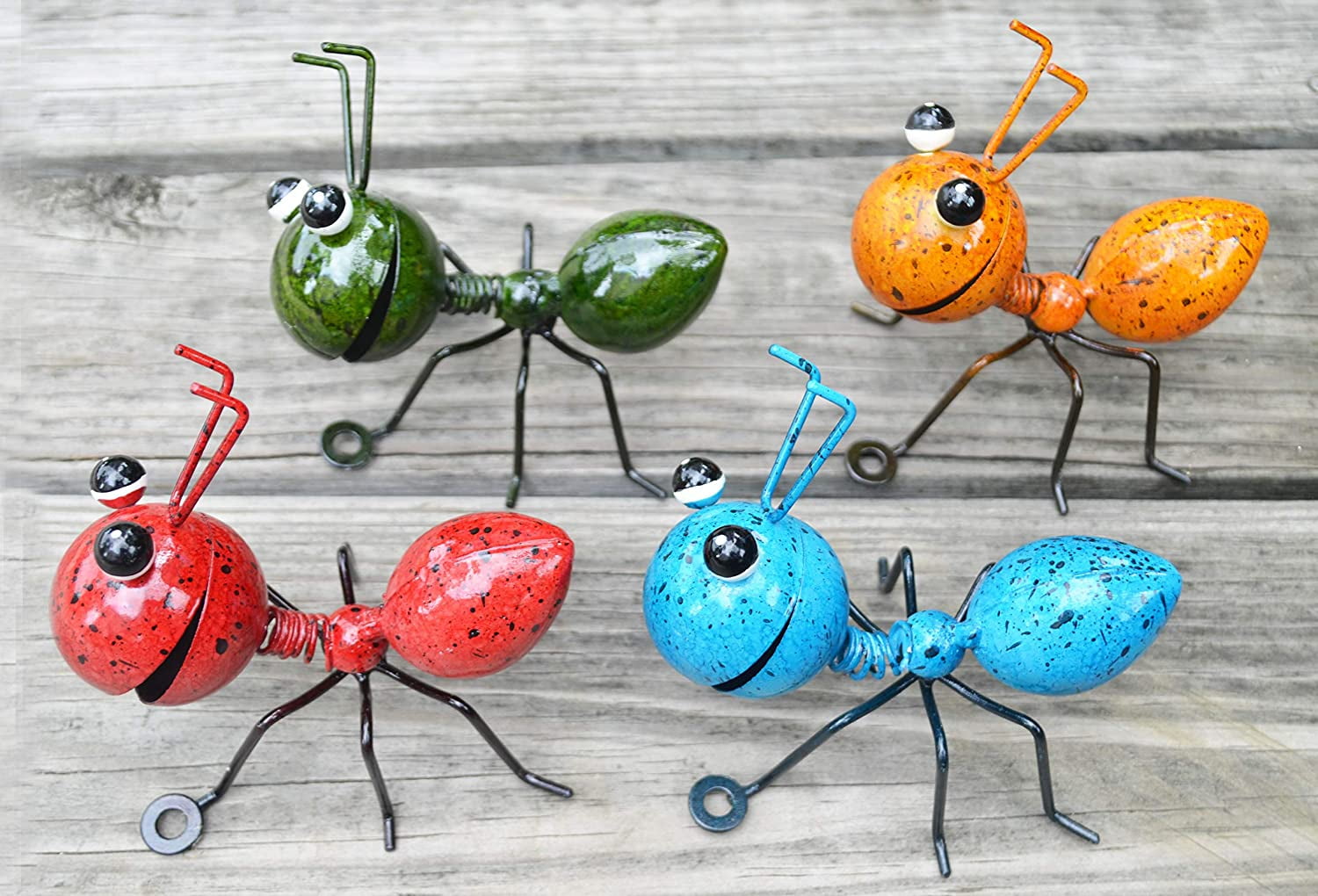 4 Pieces Ant Garden Decor Set Metal Ant Yard Wall Decor Fence Hanging ...