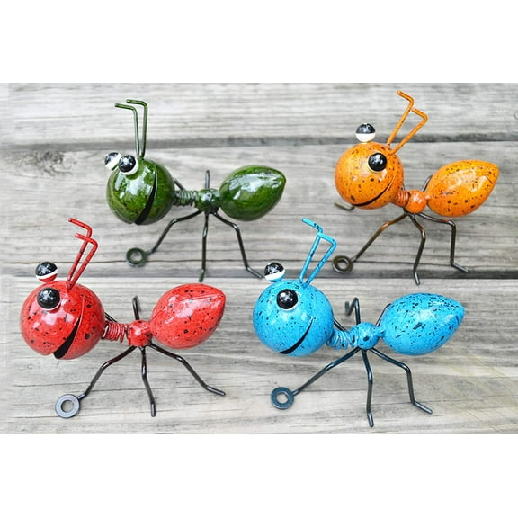 Morttic Metal Ant Garden Decor Set of 4 Colorful Outdoor Garden Yard Art Wall Sculptures
