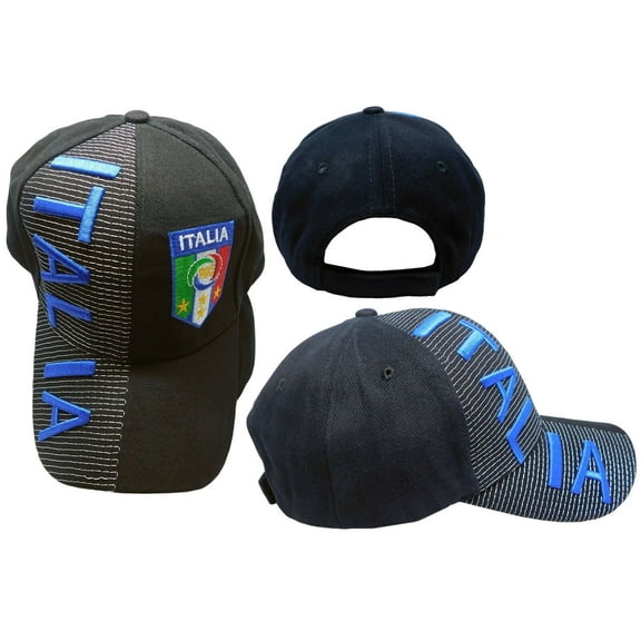 Italy Italian Italia Country Letters Blue & Black 3D Embroidered Shadow Hat Cap