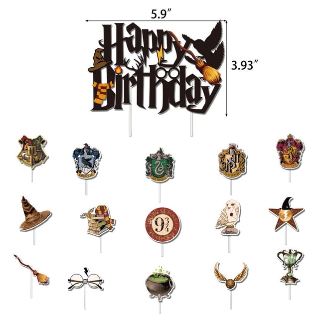 ShenMo Harry Potter Fiesta Temática Decoración Tirar Bandera Globos Pastel Tarjeta Kits Decoración LingWen 9024715173591