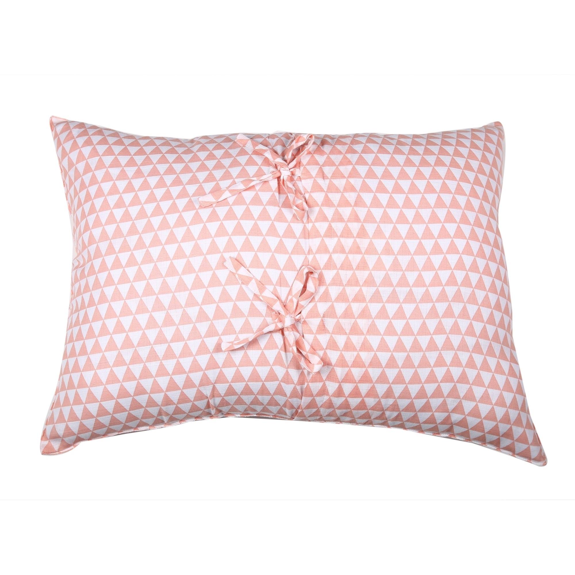 Bacati - Aztec Coral/Navy 3-Piece 100% Cotton Muslin Toddler Bedding Sheet Set, Triangles