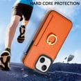 thumbnail image 2 of Nalacover for iPhone 13 Wallet with Card Holder Slot, 360°Rotation Ring Holder Kickstand Cover for Men Women Protective Premium PU Leather Shockproof Cover For iPhone 13, Orange, 2 of 10