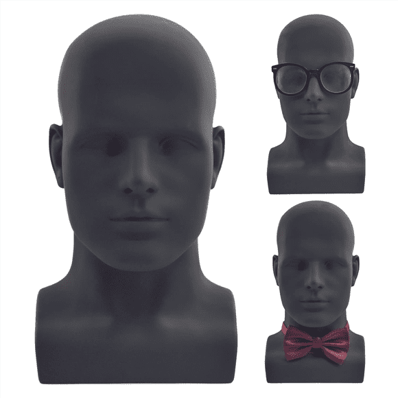 Male Mannequin Head Professional Manikin Head for Display Wigs Hats Headphone Display Stand ( Black)